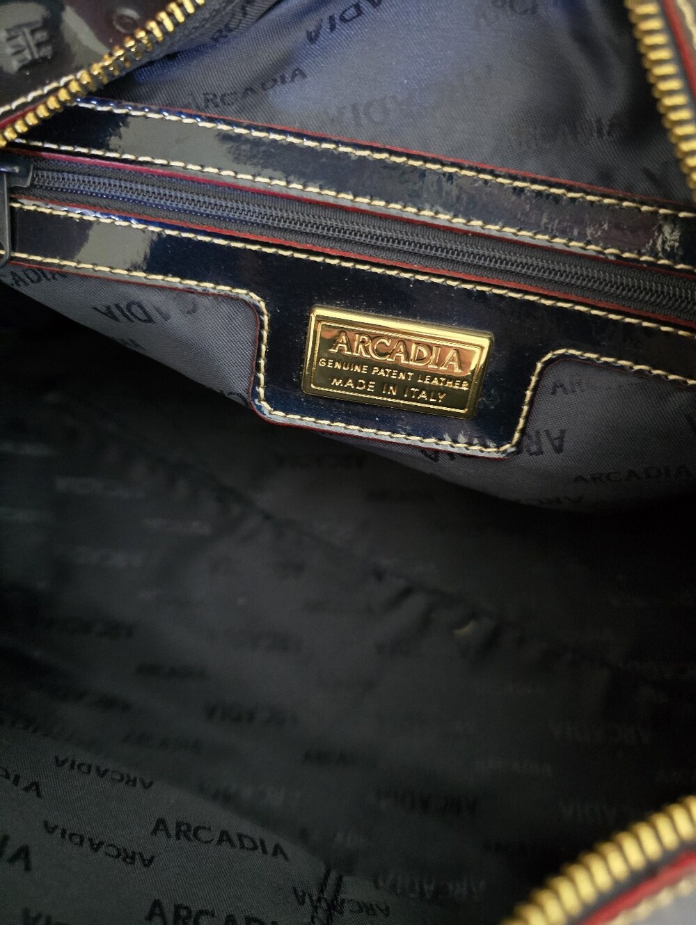 Arcadia Dark Blue Patent Leather Speedy Satchel - Picture 3 of 3
